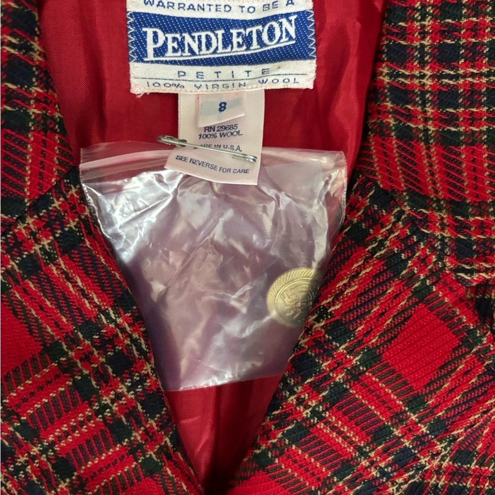 Pendleton Red And Black Wool Blazer - image 2